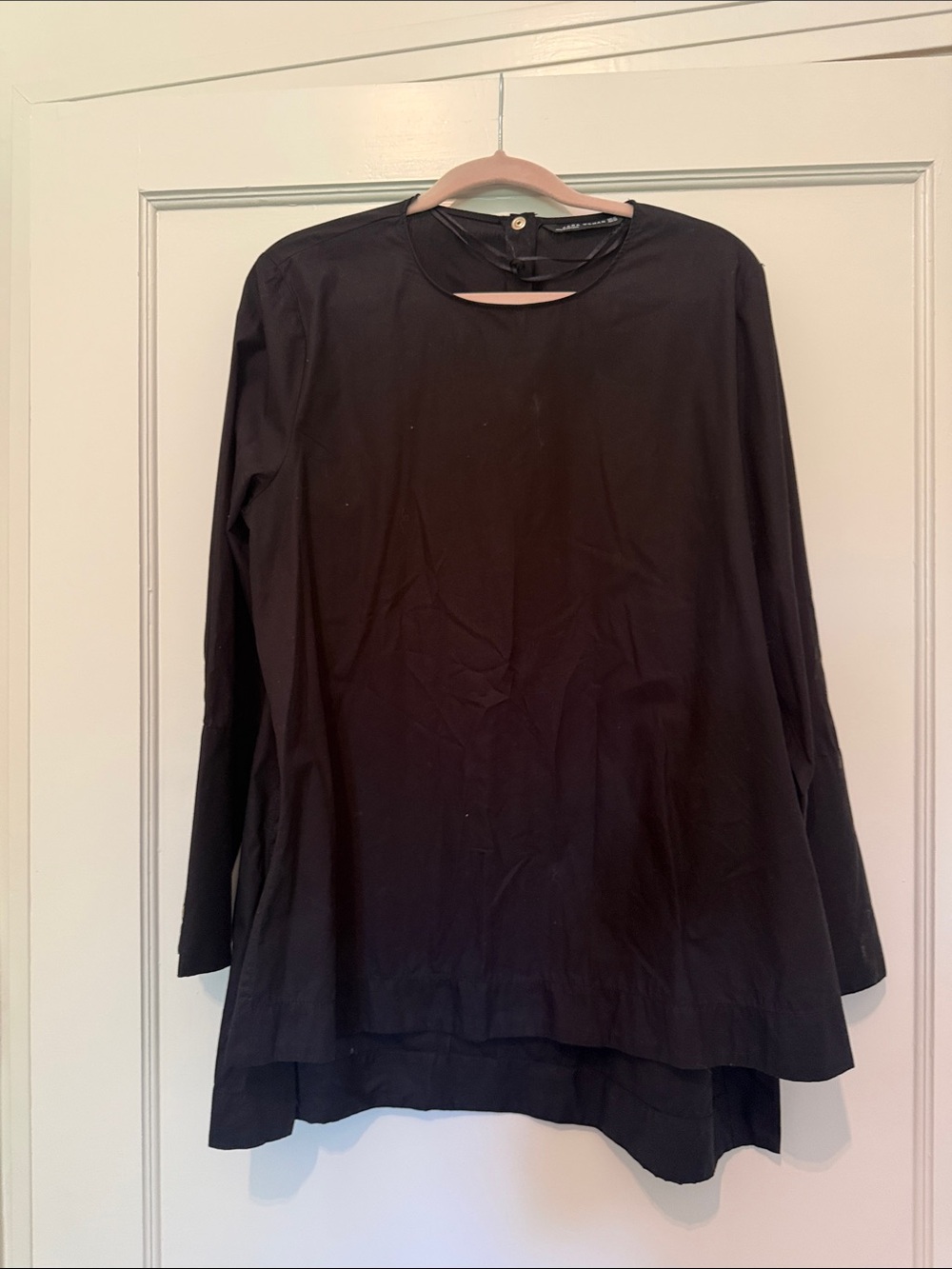 Zara Black Layered Hem Long Sleeve Top